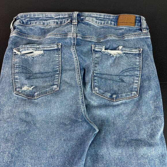 American Eagle Jeans Women's 32x27* Super High Rise Flare Blue Denim Tag 14 S - Picture 9 of 16